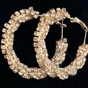 Elegant Silver Crystal Hoop Earrings